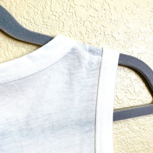 Lucky Brand white tank top DONT WORRY BE LUCKY tank top size S boho bohemian - Picture 6 of 7